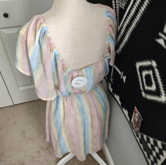 💐NWT Andree by Unit Pastel Rainbow Midi Flowy Sleeve Dress, Medium - Picture 5 of 9